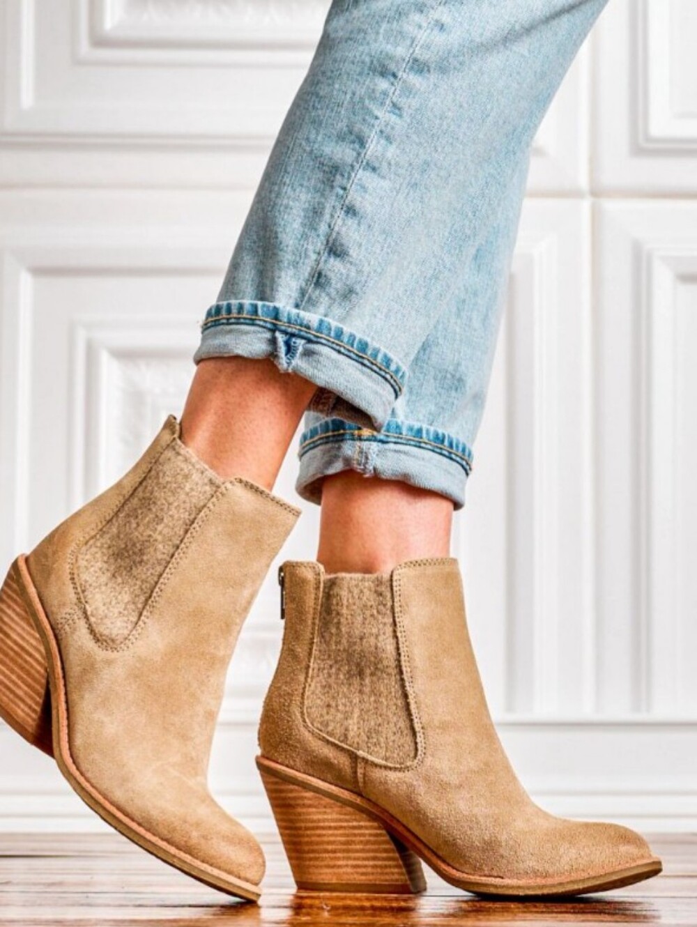 Sofft Women's Suede Ankle Boots in Beige_6 Taupe